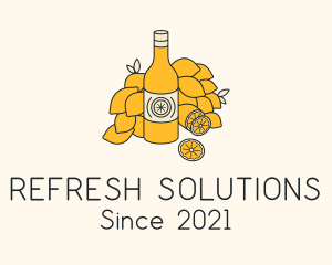 Lemon Kombucha Drink Bottle  logo design