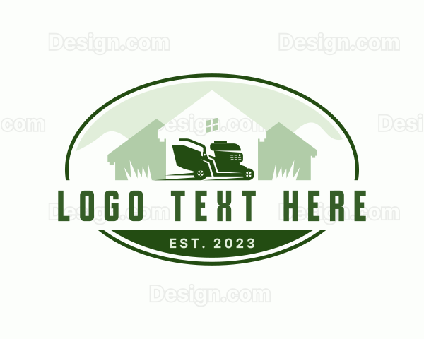 Lawn Mower Home Neighborhood Logo