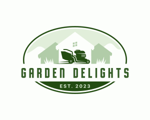 Lawn Mower Home Neighborhood logo design