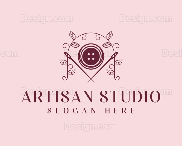 Button Needle Sewing Logo