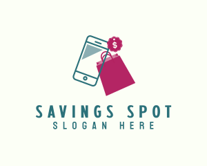 Shopping Bag Phone Discount logo design