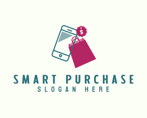 Shopping Bag Phone Discount logo design