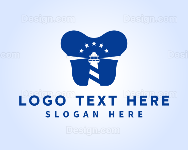 Blue Dental Lighthouse Logo