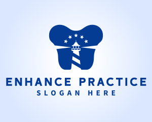 Blue Dental Lighthouse logo design