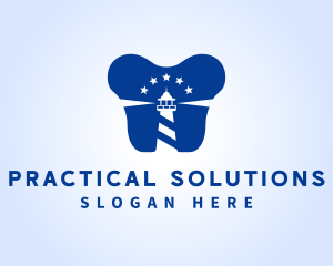 Blue Dental Lighthouse logo design