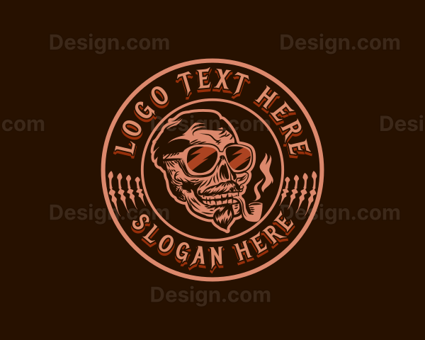 Skull Tobacco Pipe Logo