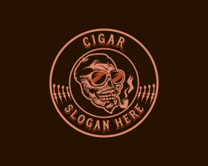 Skull Tobacco Pipe logo design