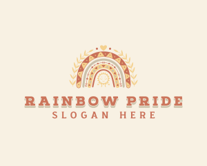 Rainbow Sun Boho logo design