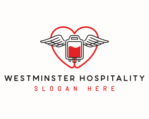 Blood Bag Wings Heart logo design