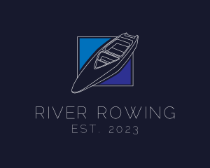 Speedboat Sailing Outline logo design