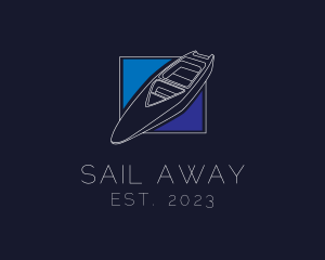 Speedboat Sailing Outline logo design