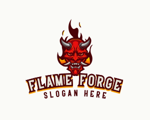 Demon Mask Flame logo design