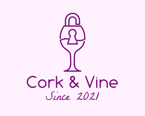 Padlock Wine Glass logo design