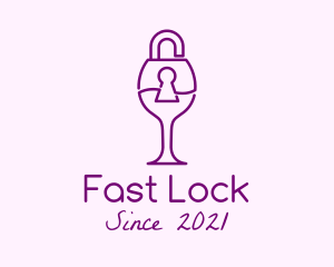 Padlock Wine Glass logo design