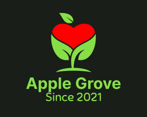 Organic Apple Heart  logo design