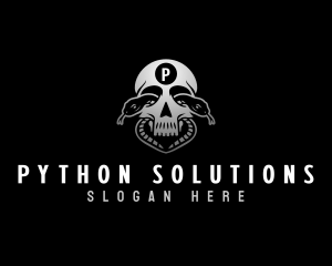 Skull Python Snake logo design