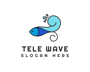 Fish Wave Splash logo design