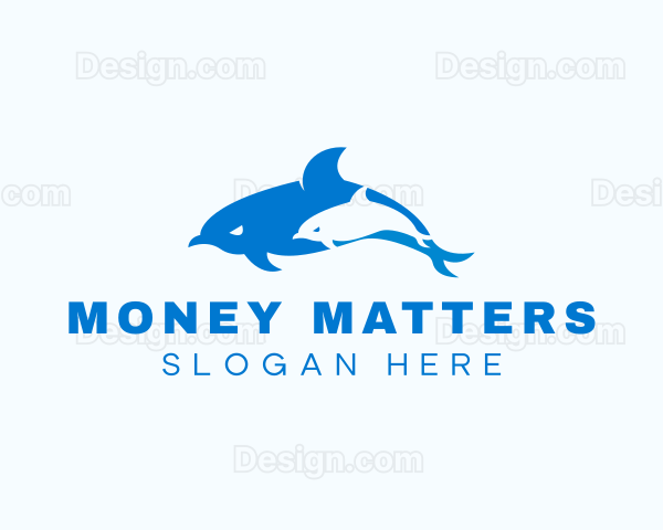 Blue Dolphin Animal Logo