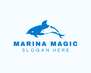 Blue Dolphin Animal logo design