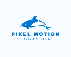 Blue Dolphin Animal logo design