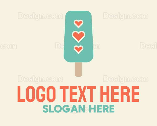 Ice Cream Popsicle Heart Logo