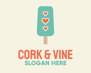 Ice Cream Popsicle Heart logo design