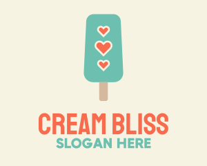 Ice Cream Popsicle Heart logo design