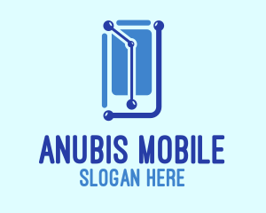 Blue Mobile Circuit logo design