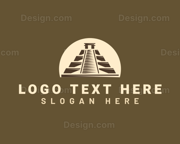 Mayan Pyramid Architecture Logo