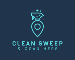 Spray Bottle Cleaning Pin logo design