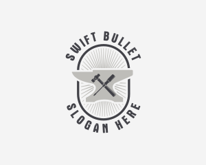 Blacksmith Anvil Hammer logo design