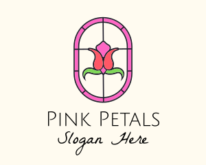 Pink Tulip Flower logo design