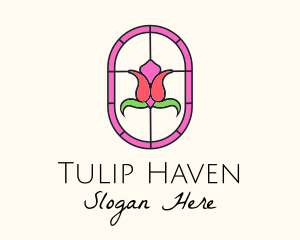 Pink Tulip Flower logo design