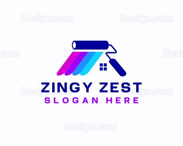 Painting Roof Paint Roller Logo