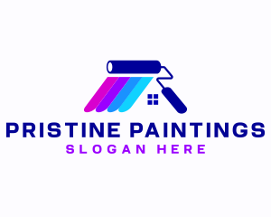 Painting Roof Paint Roller logo design