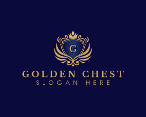 Crown Luxury Shield Wing logo design