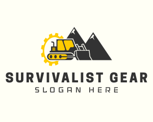 Gear Mountain Bulldozer logo design