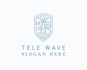 Lighthouse Sea Wave logo design