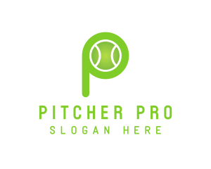 Green P Tennis Ball logo design