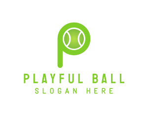 Green P Tennis Ball logo design