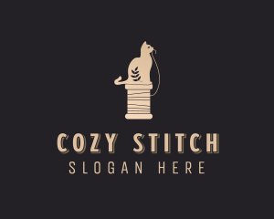 Cat Yarn Sewing logo design