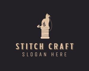 Cat Yarn Sewing logo design