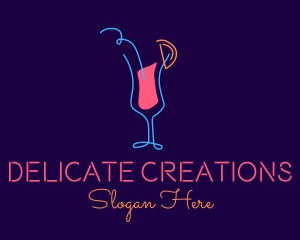 Neon Tropical Cocktail Glass  logo design