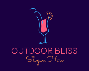 Neon Tropical Cocktail Glass  logo design