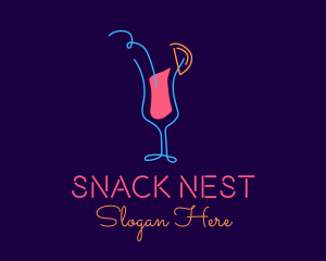 Neon Tropical Cocktail Glass  logo design