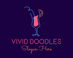 Neon Tropical Cocktail Glass  logo design