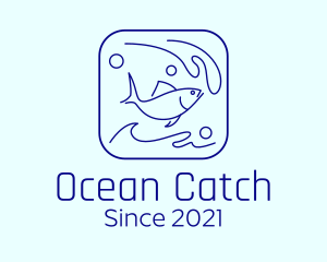 Ocean Wave Fish logo design