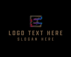 Gradient Glitch Letter E Logo