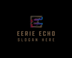 Gradient Glitch Letter E logo design