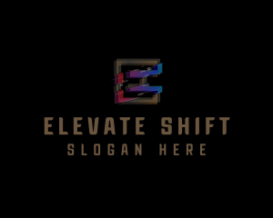 Gradient Glitch Letter E logo design